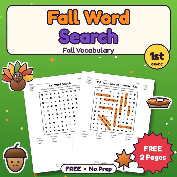 Fall Word Search, 1st preview