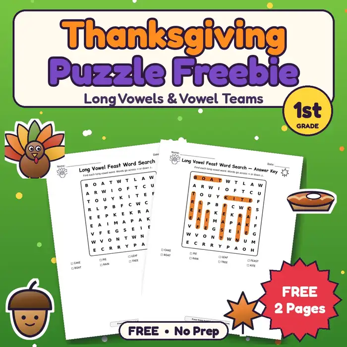 Thanksgiving Puzzle Freebie, 1st preview