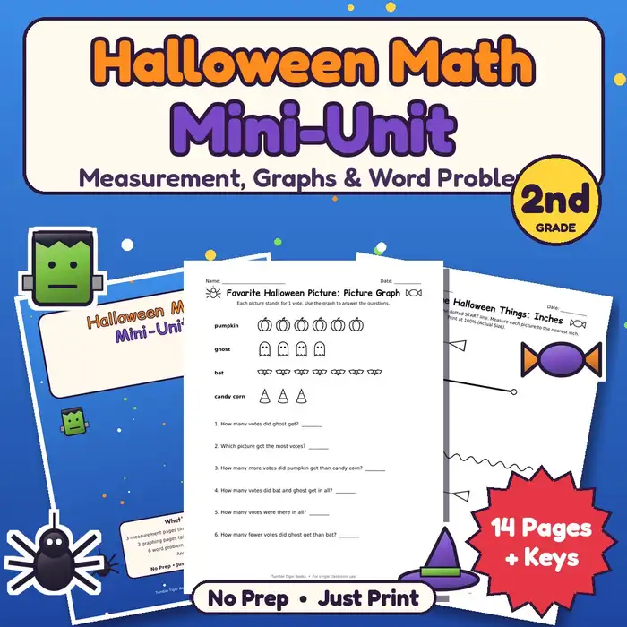 Halloween Math Mini-Unit, 2nd (measurement, graphs, word problems) preview