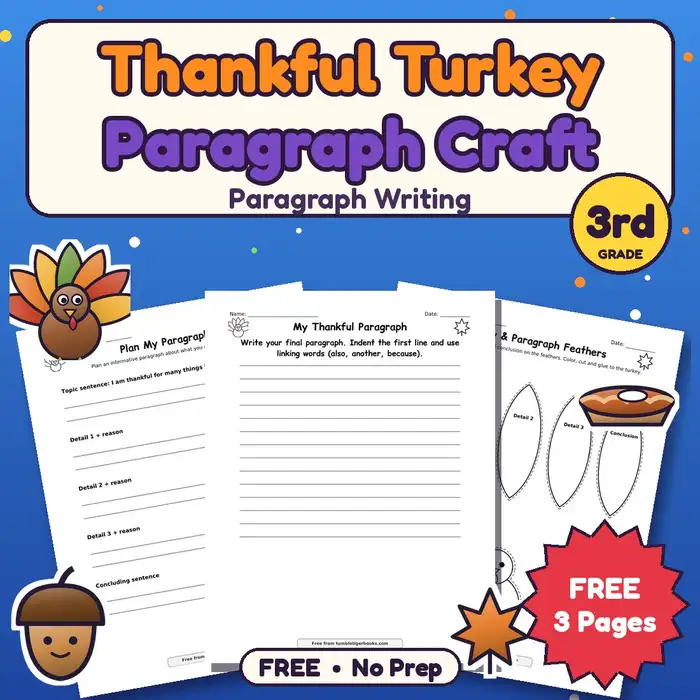 Thankful Turkey Paragraph Craft preview
