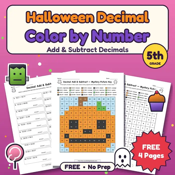Halloween Decimal Color by Number preview