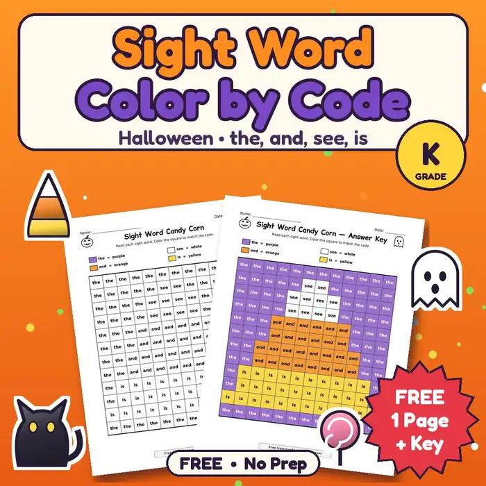 Halloween Sight Word Color by Code preview