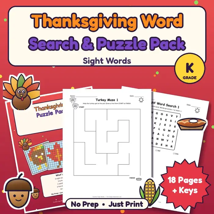Thanksgiving Word Search & Puzzle Pack, K preview