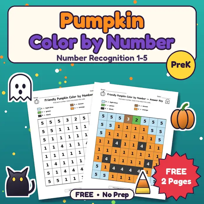 Friendly Pumpkin Patch Color by Number (1-5) preview