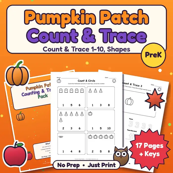 Pumpkin Patch Counting & Tracing Pack preview